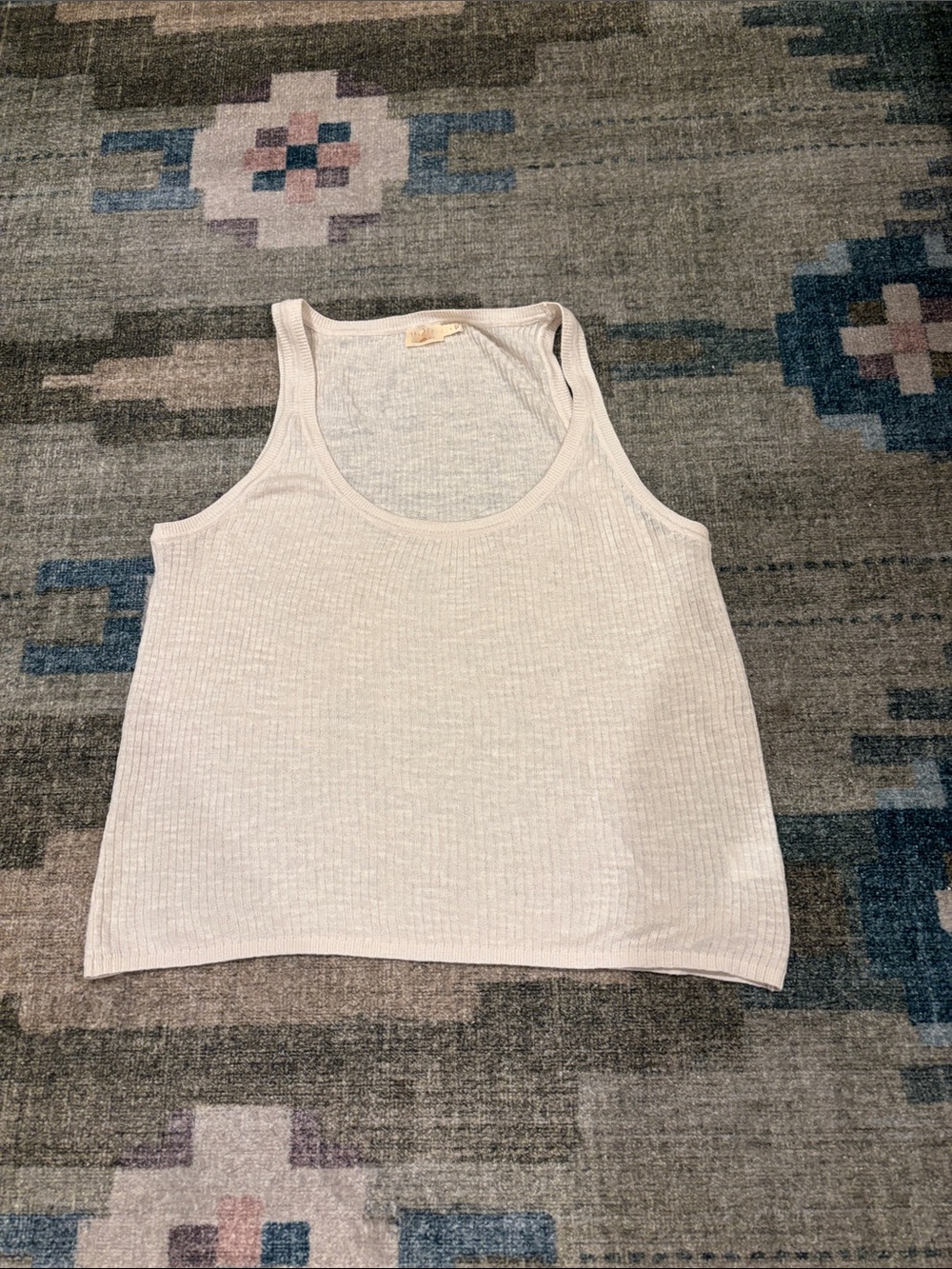 Faherty Cream Ribbed Scoop Tank